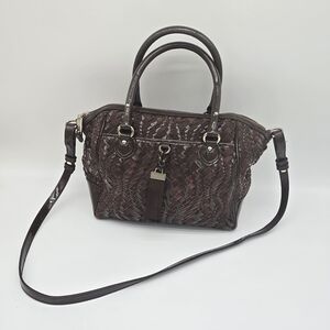 Cole Haan Elegant Brown Woven Handbag Satchel With Dust Bag